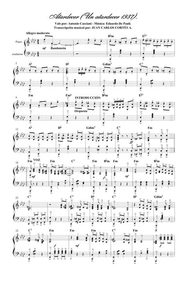 Atardecer (Un atardecer - Vals 1937) Por: Antonio Casciani - Eduardo De Pauli (arr. Juan Carlos Cortés Aguirre)