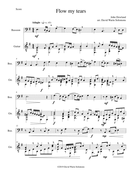 Flow my tears for bassoon and guitar (without divisions) (arr. David Warin Solomons)