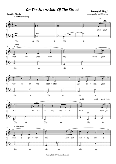 On The Sunny Side Of The Street (arr. Leah Ginzburg)