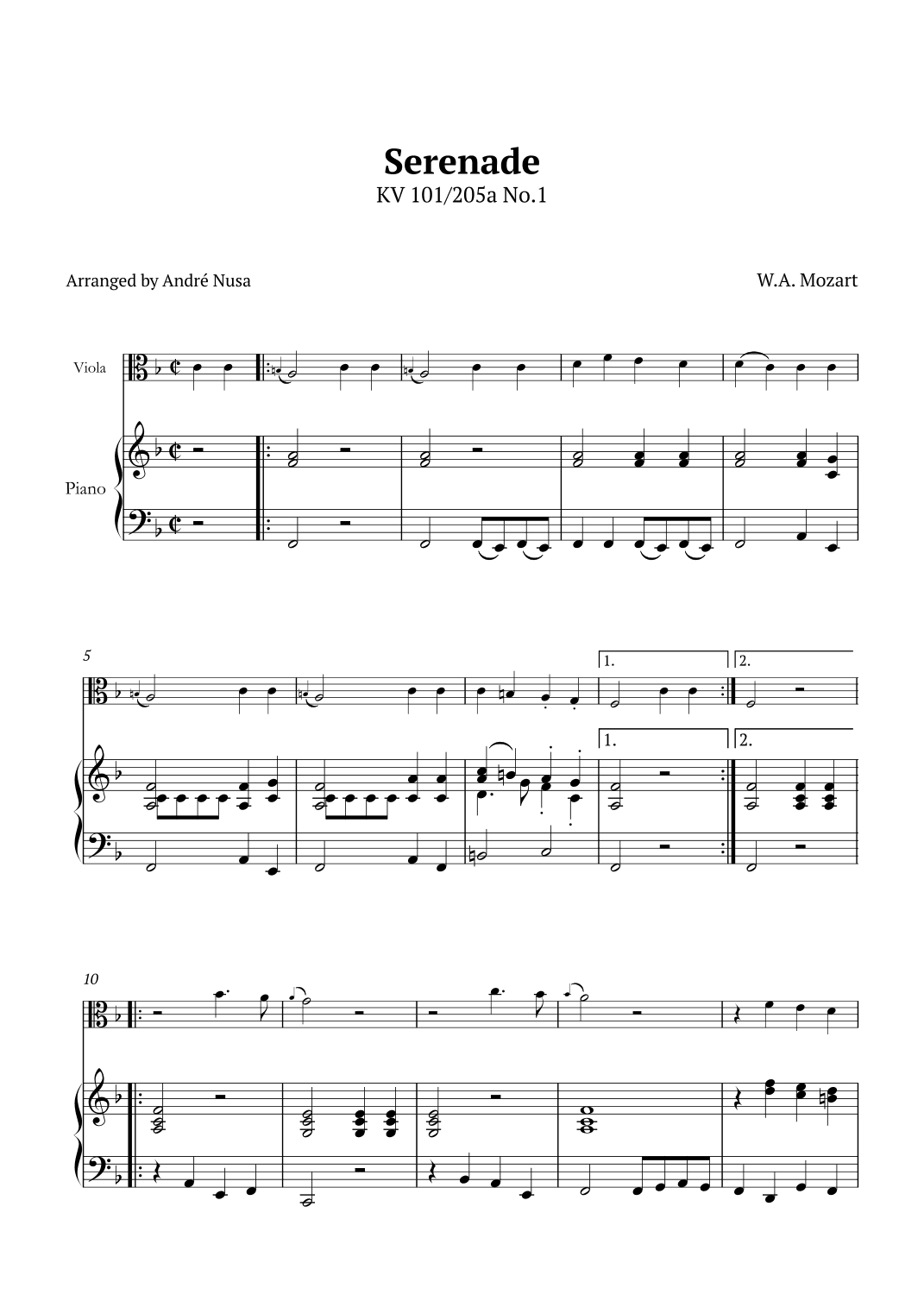 Serenade KV 101 250a No.1 (arr. André Nusa)
