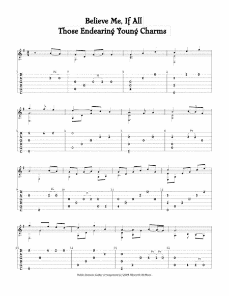 Believe Me, If All Those Endearing Young Charms (For Fingerstyle Guitar Tuned CGDGAD) (arr. Ellsworth McMeen)