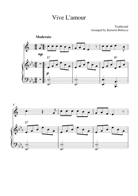 Vive L'amour (alto saxophone solo and piano accompaniment) (arr. Kaiserin Rebecca)