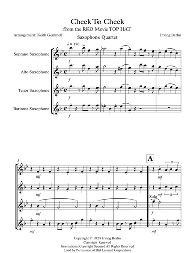 Cheek To Cheek (arr. Keith Gemmell)