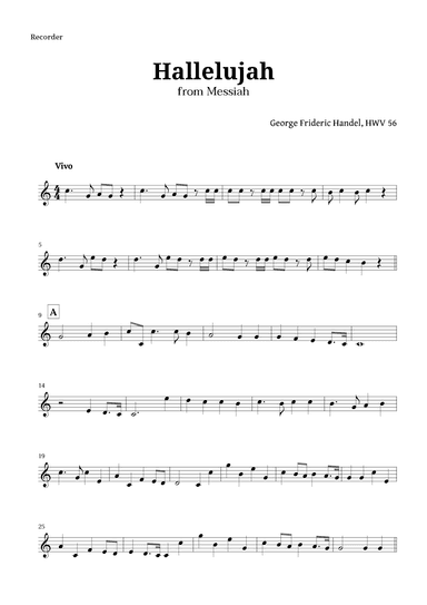 Hallelujah by Handel for Recorder (arr. Langanho)