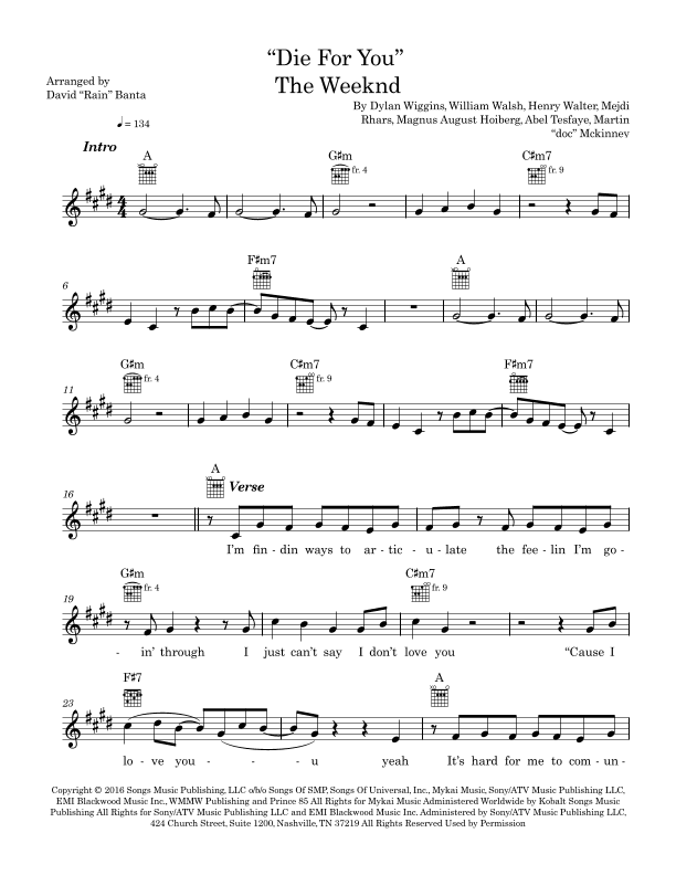 Die For You (arr. David Rain Banta)