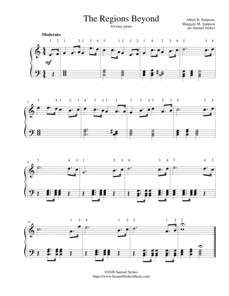 The Regions Beyond - for easy piano (arr. Samuel Stokes)