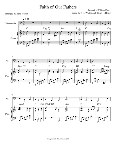 Faith of Our Fathers--cello solo (arr. Beka Wilson)