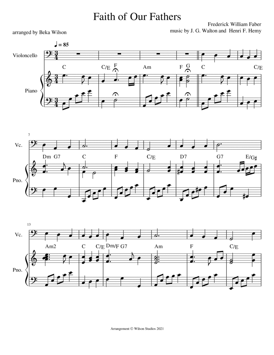 Faith of Our Fathers--cello solo (arr. Beka Wilson)