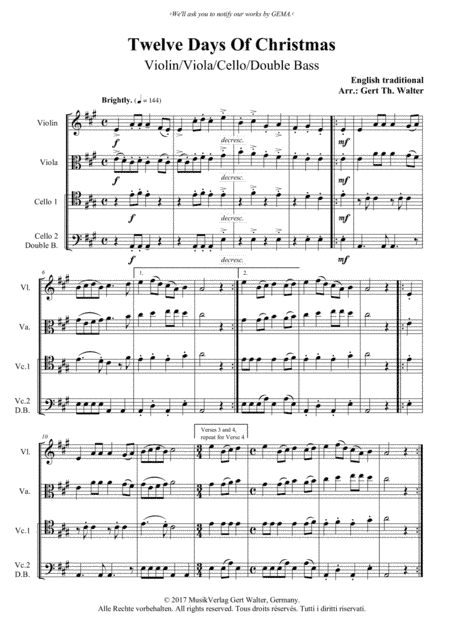 Twelve Days Of Christmas (arr. Gert Th. Walter)