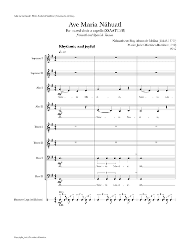 Ave Maria Náhuatl for mixed choir (SSAATTBB)