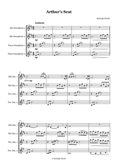Arthur's Seat - Saxophone quartet (AATT)