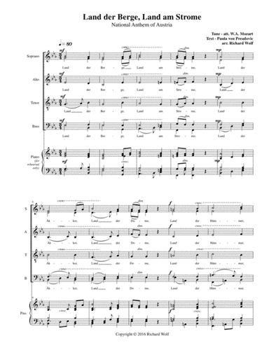 Land der Berge, Land am Strome (arr. Richard Wolf)