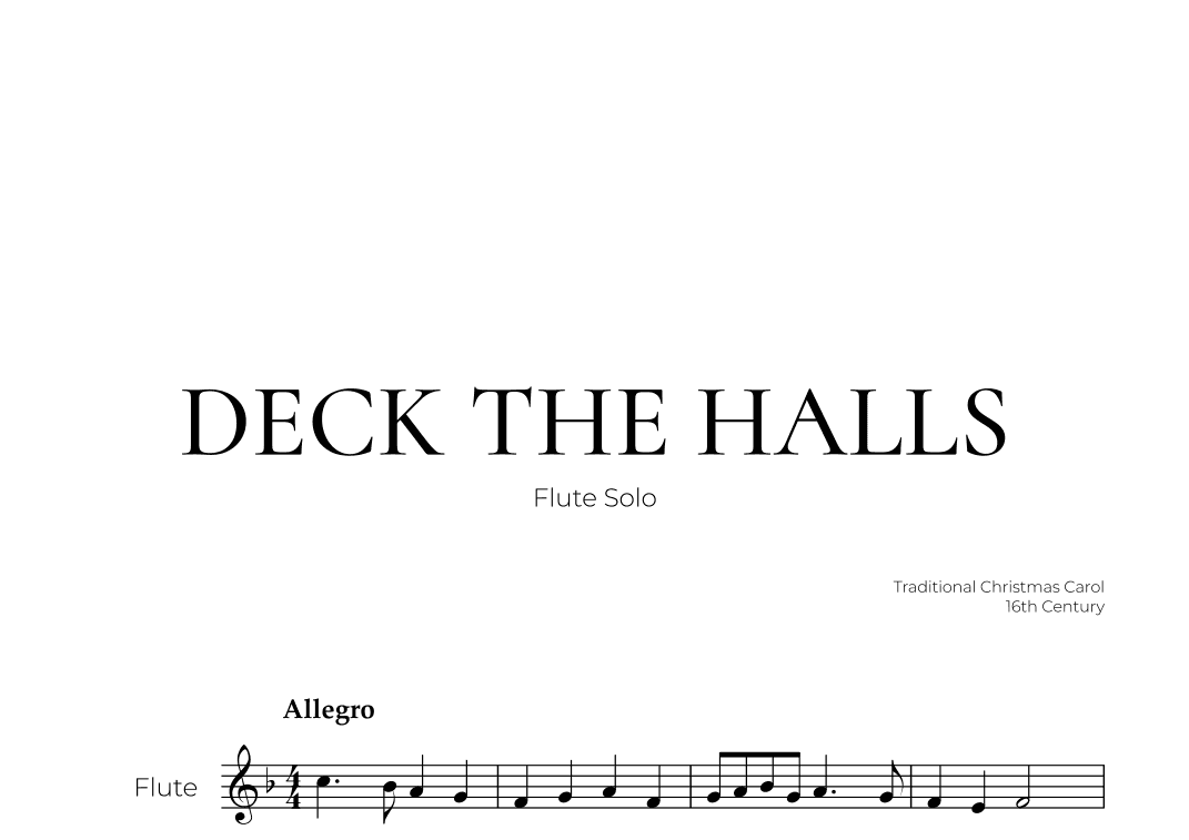Deck The Halls (Flute Solo) - Christmas Carol (arr. Pedro Merendi)