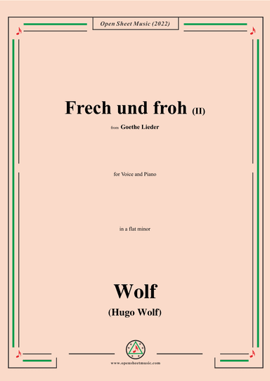 Wolf-Frech und froh II,in a flat minor,IHW10 No.17 (arr. OSM Press)
