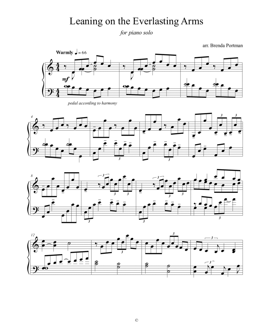 Leaning on the Everlasting Arms (arr. Brenda Portman)