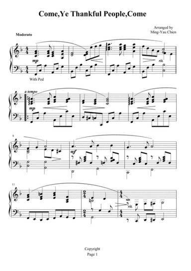 Come, Ye Thankful People, Come (arr. Ming-Yau Chien)