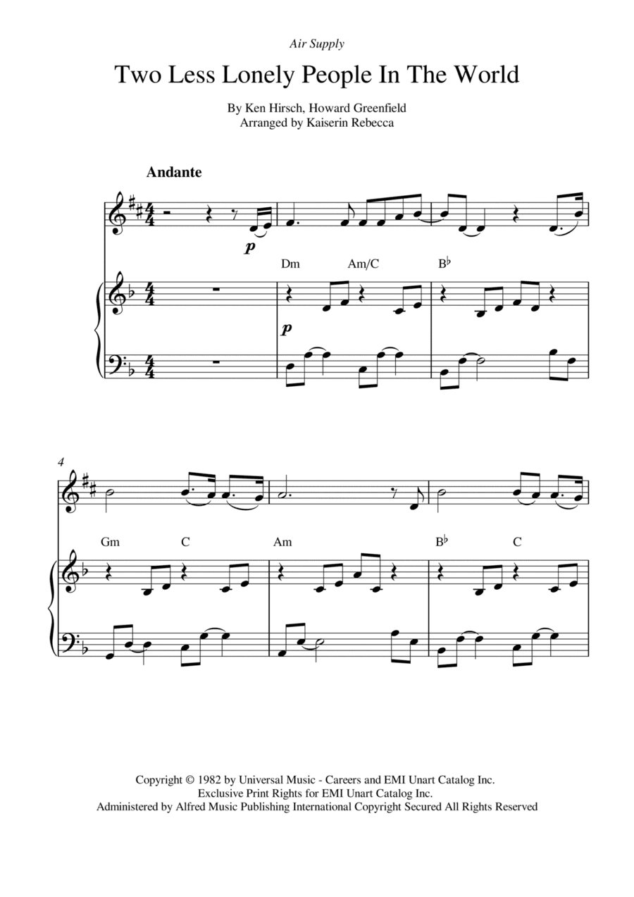 Two Less Lonely People In The World (arr. Kaiserin Rebecca)