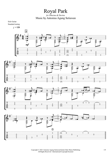 Royal Park (Solo Guitar Tablature)