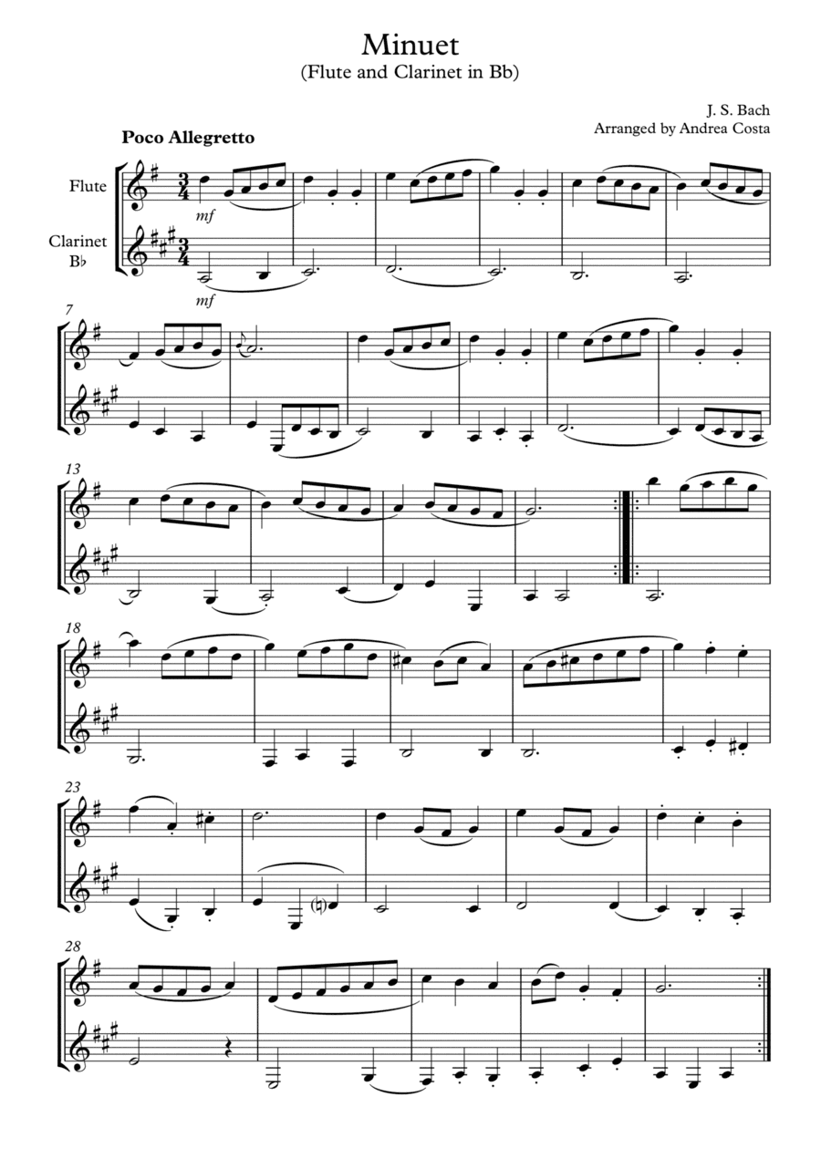 Minuet in G (arr. Andrea Costa)