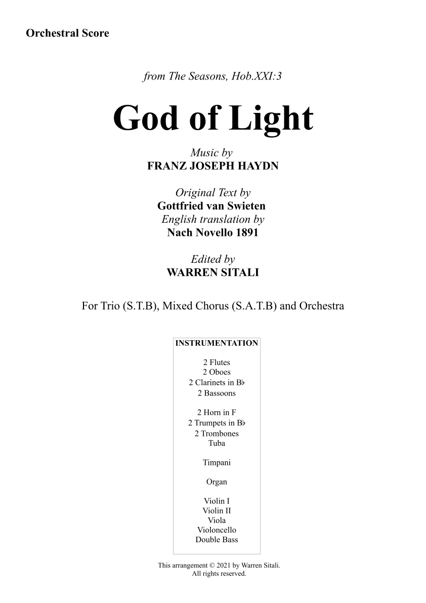 God of Light (arr. Warren Sitali)