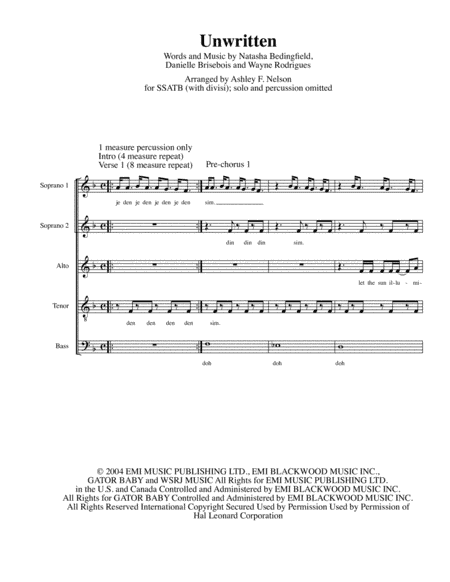 Unwritten (arr. Ashley F. Nelson)