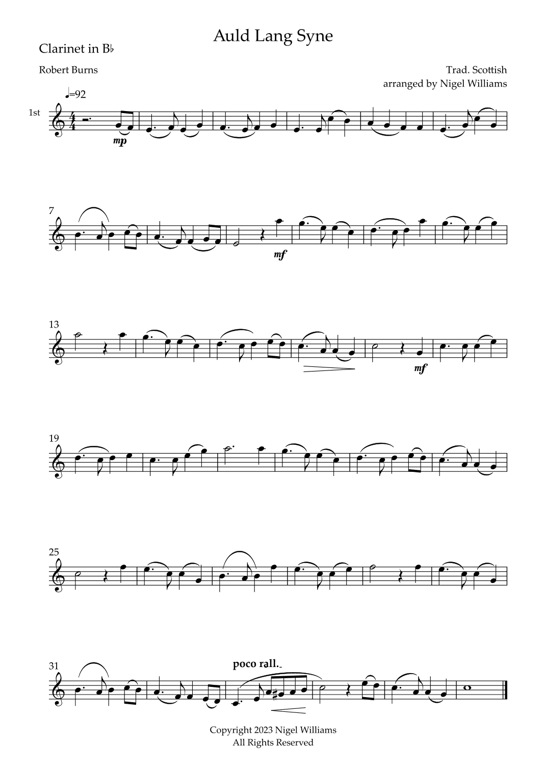 Auld Lang Syne (arr. Nigel Williams)