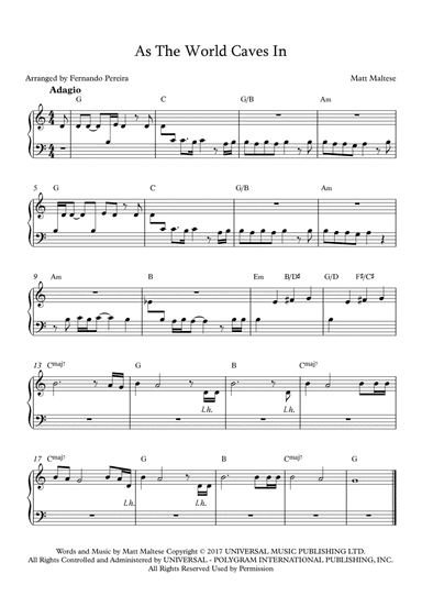 As The World Caves In (arr. Fernando Pereira)