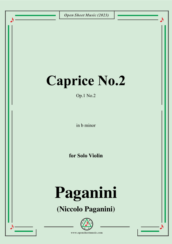 Paganini-Caprice No.2,Op.1 No.2,in b minor,for Solo Violin (arr. OSM Press)