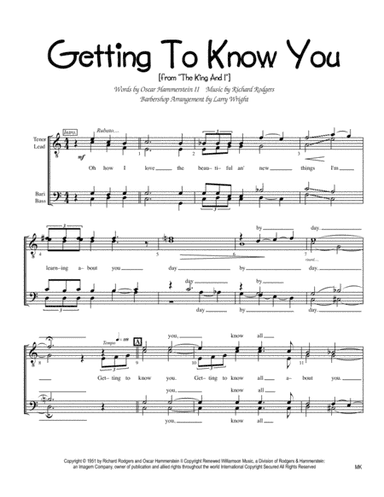 Getting To Know You (arr. Larry Wright)