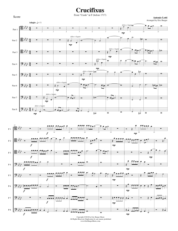 Crucifixus for Trombone or Low Brass Octet (arr. Eric Burger Music)