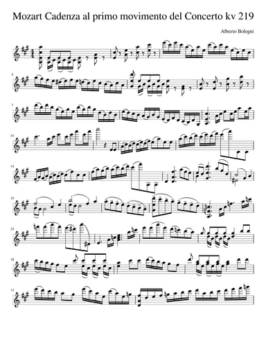 Cadenzas for Mozart's Violin Concerto KV 219
