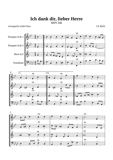 Ich dank dir, lieber Herre BWV 348 (arr. André Nusa)