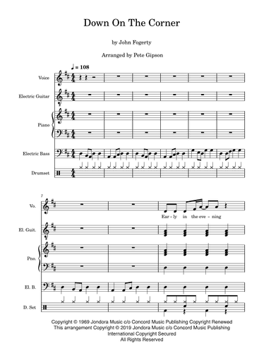 Down On The Corner - Score Only (arr. Pete Gipson)