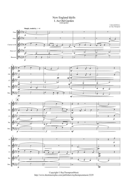 MacDowell: New England Idylls: Op.62 No.1 "An old garden" - wind quintet (arr. Ray Thompson)