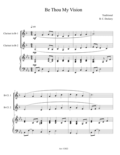 Be Thou My Vision (Clarinet Duet with Piano Accompaniment) (arr. B. C. Dockery)