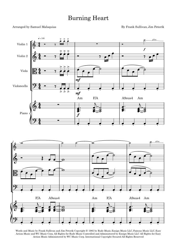 Burning Heart (arr. SAMUEL DE SOUZA MALAQUIAS)