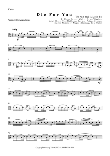 Die For You Remix (arr. Jean Szulc)