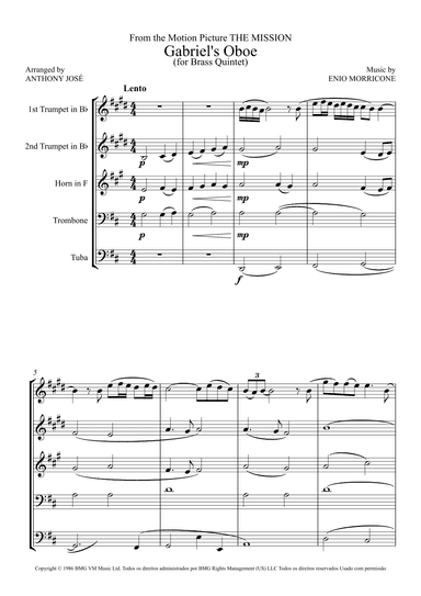 Gabriel's Oboe (arr. Anthony José)