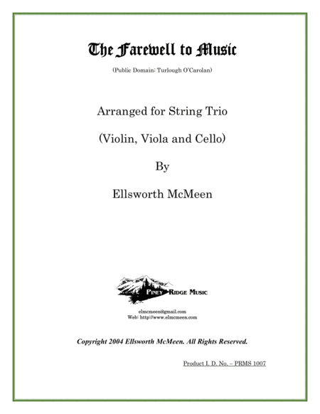 Carolan's Farewell to Music for Classical String Trio (Violin, Viola, and Cello) (arr. Ellsworth McMeen)