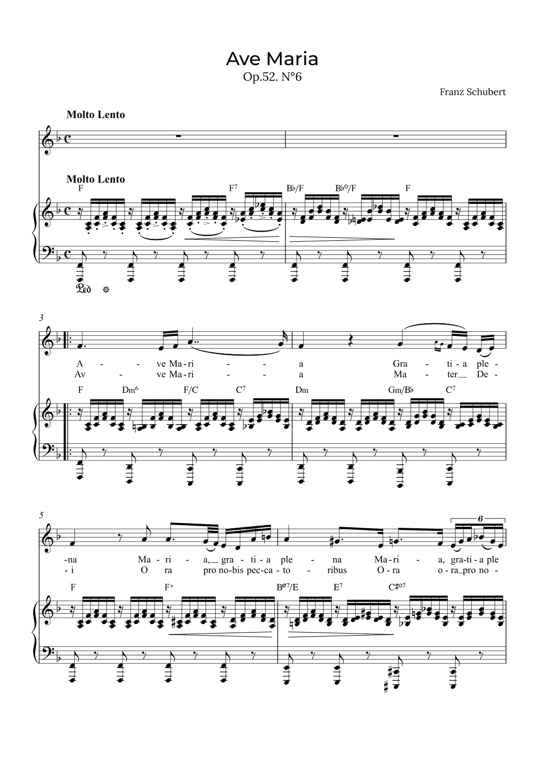 Ave Maria Schubert - Soprano with chords in F (arr. Alex Nunes Rodrigues)