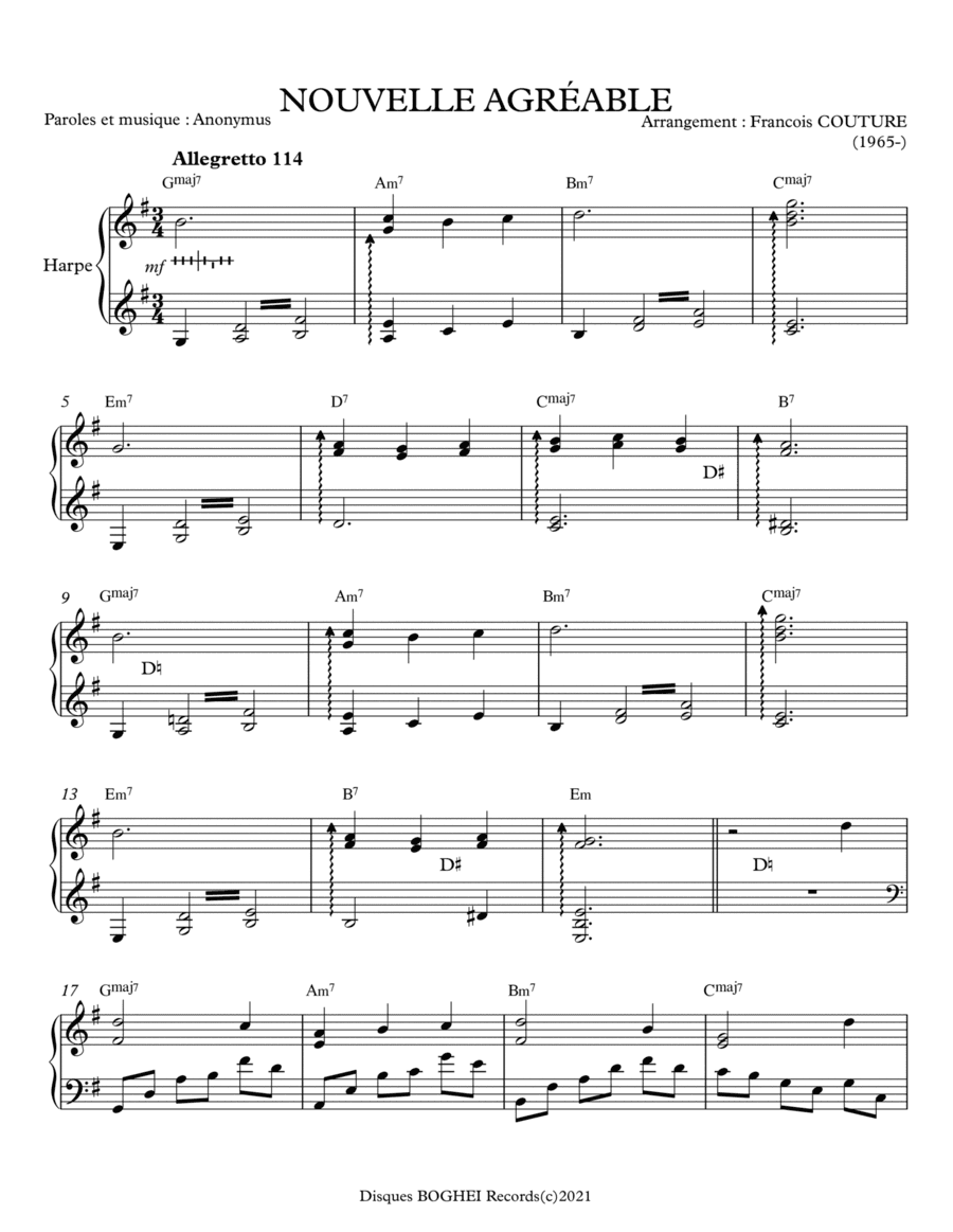 NOUVELLE AGRÉABLE (arr. Francois Couture)