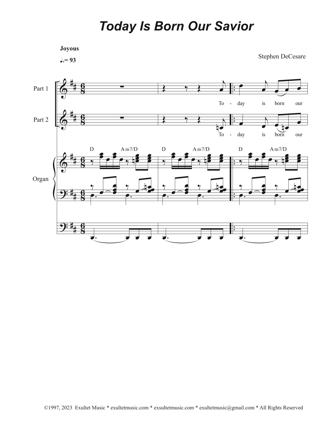 Today Is Born Our Savior (2-part choir)