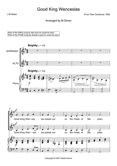 Good King Wenceslas - Two part choir (SA) Upper Voices (arr. Martin Dover)