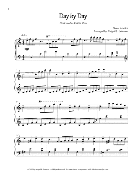 Day by Day (Piano Solo) (arr. Abigail L. Johnson)