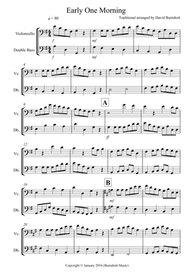 Early One Morning for Cello and Double Bass (arr. David Burndrett)