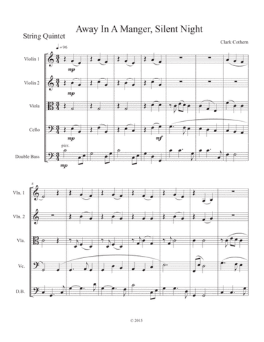 Away in a Manger, Silent Night (String Quintet) (arr. Clark Cothern)