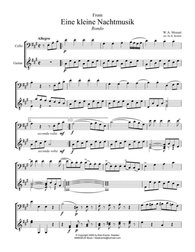 Rondo from Eine kleine Nachtmusik for cello and guitar (arr. K. Krantz)