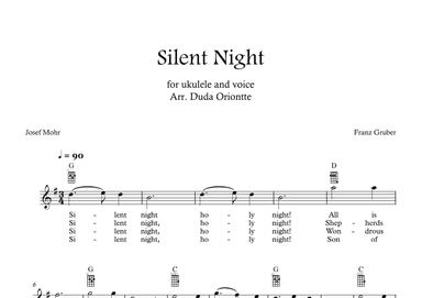 Silent Night (G major - TABS - with lyrics) (arr. Duda Oriontte)