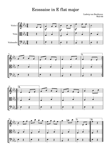 Ecossaise in E flat major for string trio (arr. Kin Leung)