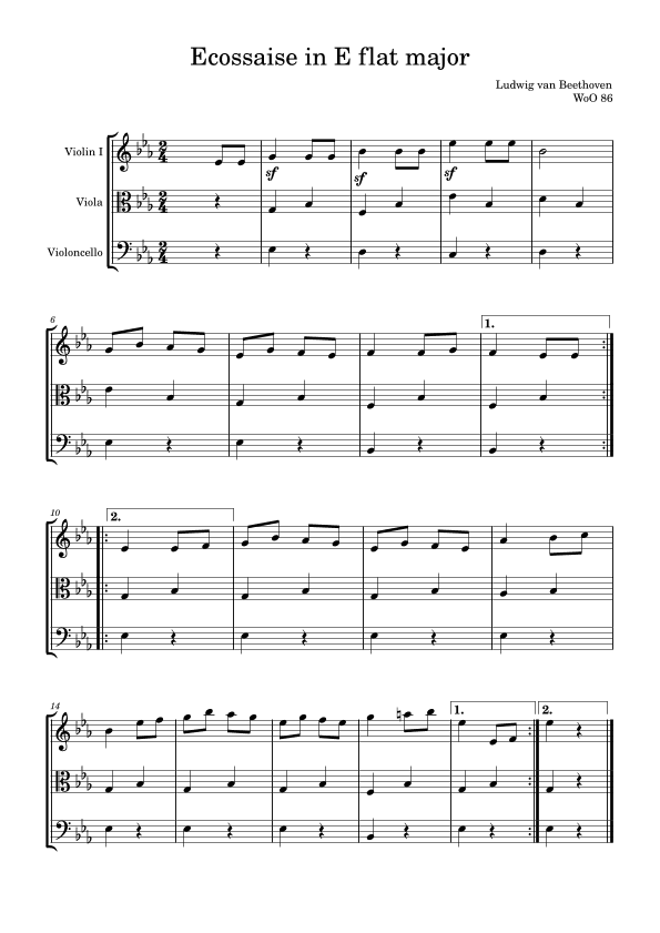 Ecossaise in E flat major for string trio (arr. Kin Leung)